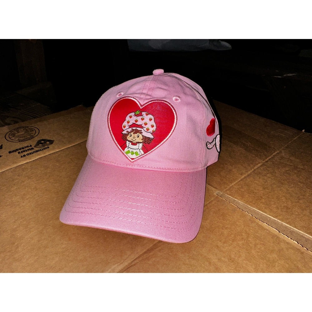 Strawberry Shortcake Pink Heart Patch Baseball Cap Hat Embroidered NWT Y2K